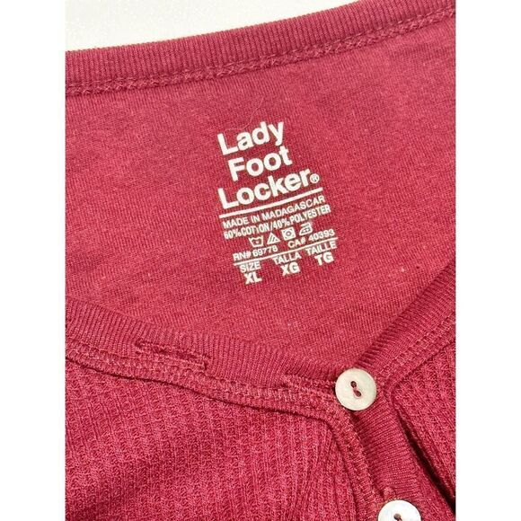 Lady Foot Locker Women's Henley Long Sleeve Pullover Shirt Burgundy Red Size XL - Picture 2 of 9